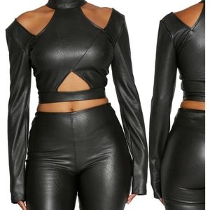 Naked Wardrobe Cutout Neck Faux Long Sleeve